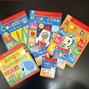 Scholastic Learning Workbooks Flash Card Sets Jungle Dominos Pre-K Boy or Girl